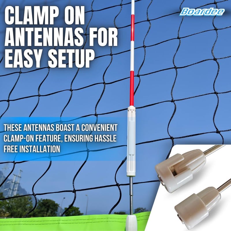 BOARDEE Clamp-On Volleyball Net Antenna Set – Fits 1 m - 39" Nets – Sports Equipment – Net Antennas for Court and Beach Play – Volleyball Referee Equipment - Image 2